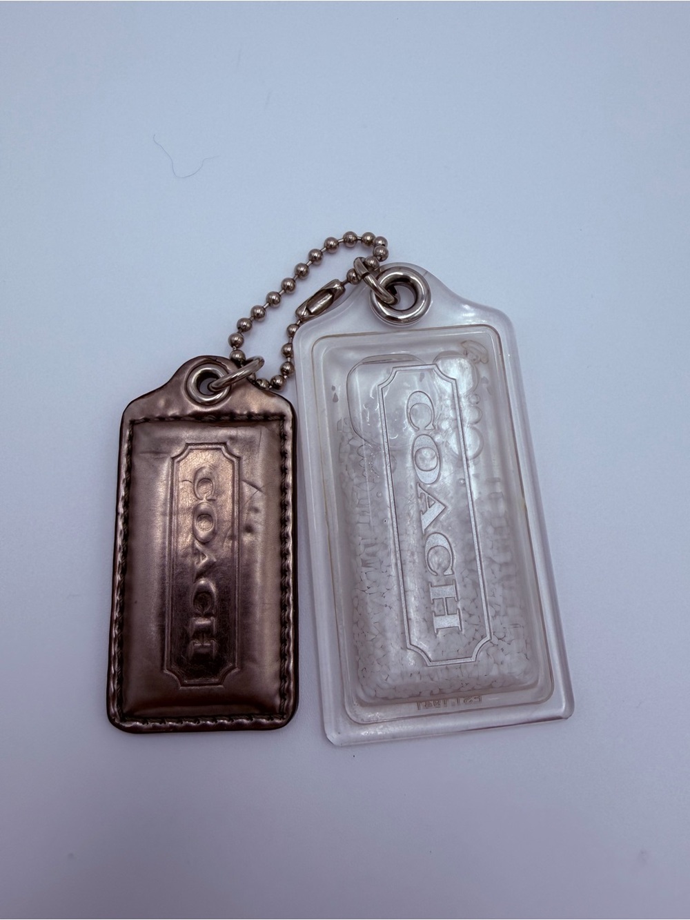 Coach Poppy Snow Globe Hangtag Bag Charm Silver Leather Rare